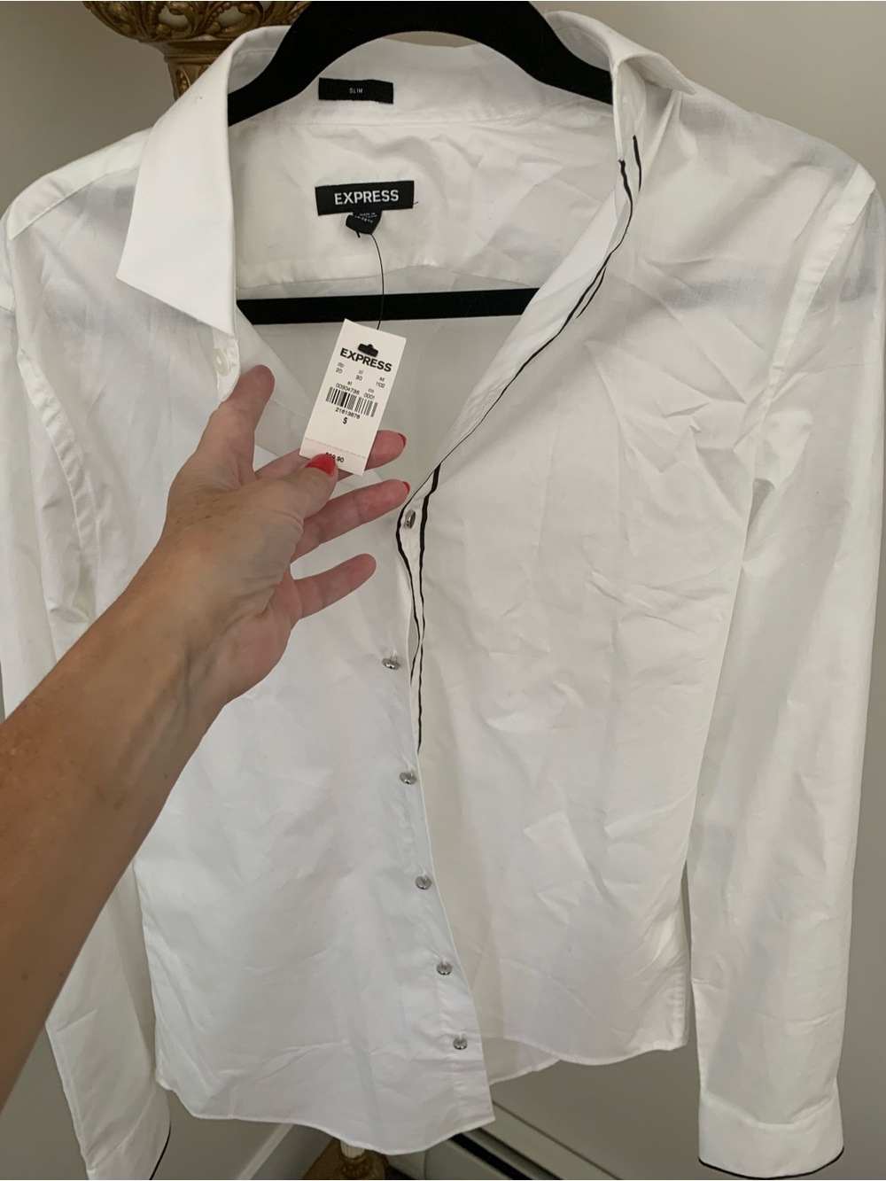Express White Shirt with Black Trim - Picture 3 of 5